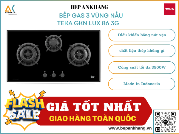 BẾP GAS 3 Vùng nấu Teka GKN LUX 86 3G - Made In Indonesia